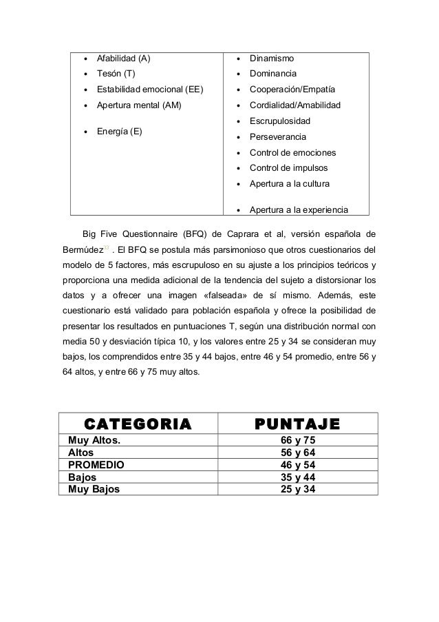 Big five test de personalidad pdf