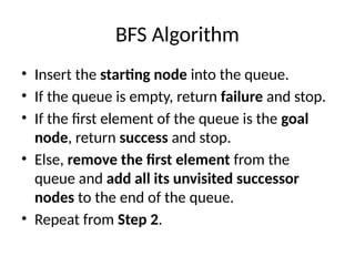 Breadth-First Search (BFS) AI Algorithm | PPTX