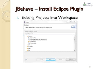 JBehave – Install Eclipse Plugin Existing Projects into Workspace 