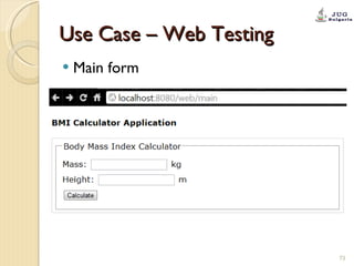 Use Case – Web Testing Main form 