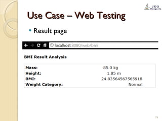 Use Case – Web Testing Result page 
