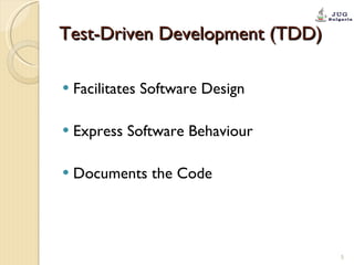 Test-Driven Development (TDD) ,[object Object],[object Object],[object Object]