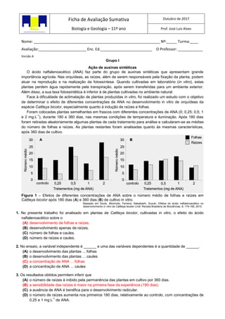 Teste avaliação Biologia Geologia 11º cc | PDF