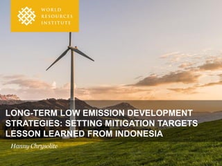 LONG-TERM LOW EMISSION DEVELOPMENT
STRATEGIES: SETTING MITIGATION TARGETS
LESSON LEARNED FROM INDONESIA
Hanny Chrysolite
 