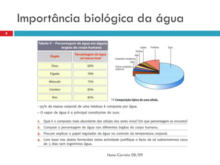 Importância biológica da água
8




                   Nuno Correia 08/09
 