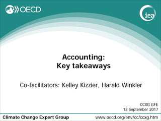 Climate Change Expert Group www.oecd.org/env/cc/ccxg.htm
Accounting:
Key takeaways
Co-facilitators: Kelley Kizzier, Harald Winkler
CCXG GFE
13 September 2017
 