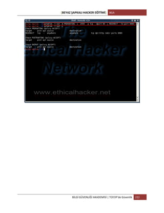 [BEYAZ	
  ŞAPKALI	
  HACKER	
  EĞİTİMİ]	
   BGA	
  
	
  
BİLGİ	
  GÜVENLİĞİ	
  AKADEMİSİ	
  |	
  TCP/IP’de	
  Güvenlik	
   222	
  
	
  
	
  
	
  
 