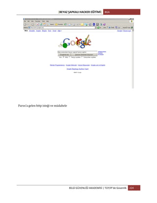 [BEYAZ	
  ŞAPKALI	
  HACKER	
  EĞİTİMİ]	
   BGA	
  
	
  
BİLGİ	
  GÜVENLİĞİ	
  AKADEMİSİ	
  |	
  TCP/IP’de	
  Güvenlik	
   224	
  
	
  
	
  
Paros’a	
  gelen	
  http	
  isteği	
  ve	
  müdahele	
  
 