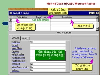 Môn Hệ Quản Trị CSDL Microsoft Access
 