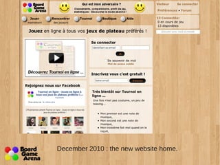December 2010 : the new website home. 
 