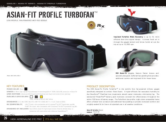 ESS Eyewear Asian Fit Profile Compact Tactical Goggle with Soft Case Black