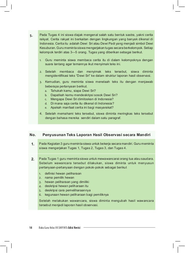 Buku Guru Bahasa Indonesia Kelas Vii Smp Kurikulum 2013