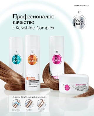 81Грижа за косата |
Професионално
качество
с Kerashine-Complex
Kerashine-Complex има тройно действие:
Почиства
Придава
блясък
Укрепва
 