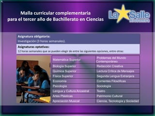 Malla curricular complementaria para el tercer año de Bachillerato en Ciencias