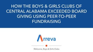 Welcome, Boys & Girls Clubs
HOW THE BOYS & GIRLS CLUBS OF
CENTRAL ALABAMA EXCEEDED BOARD
GIVING USING PEER-TO-PEER
FUNDRAISING
 