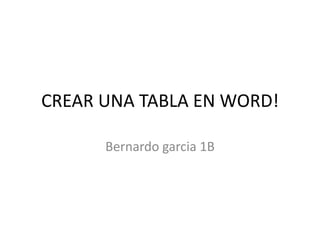CREAR UNA TABLA EN WORD! Bernardo garcia1B 