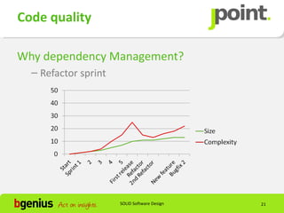Code quality

Why dependency Management?
  – Refactor sprint




                      SOLID Software Design   21
 