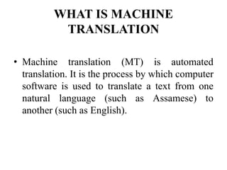 Assamese to English Statistical Machine Translation | PPT