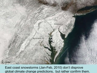 East coast snowstorms (Jan-Feb, 2010) don’t disprove global climate change predictions,  but rather confirm them. 