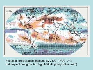 Projected precipitation changes by 2100  (IPCC ‘07): Subtropical droughts, but high-latitude precipitation (rain) JJA 