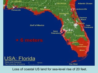Loss of coastal US land for sea-level rise of 20 feet. 