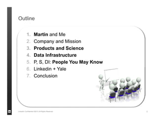 Outline
LinkedIn Confidential ©2013 All Rights Reserved 2
1. Martin and Me
2. Company and Mission
3. Products and Science
...