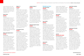 111 Guide to High-Performance Loudspeakers www.theabsolutesound.com
previous page NEXT page
go to: Contents | Features | Bookshelf, Stand-Mount and Desktop | Floorstanding | Editors' Choice Awards
comes with only the most costly
designs, is a dynamic energy in the
upper bass and lower treble regions
that brings tricky instruments such
as drums, bass, brass, and strings to
vivid life. WG, 149
Eficion F300
$16,900
eficion.com
A lovely loudspeaker that does not
attempt more than it can achieve,
which is to say that it will not deliver
souped-up bass or an enormous
soundstage at the expense of
true fidelity. Instead, it offers a
wonderfully transparent midrange
and preternaturally airy highs, thanks
to its air-motion tweeter. The F300
has many of the virtues of a planar
loudspeaker but adds dynamic punch
to the mix. JHb, 224
Wilson Audio Sophia Series 3
$17,900
wilsonaudio.com
The entry-level floorstander of the
Wilson line, the three-way Sophia
3 possesses a divine range of
expression, tonally and dynamically.
It can play fiendishly loud while
remaining utterly composed. Yet it
doesn’t need volume to get its blood
flowing. The listening experience
is physical in the sense that a solid
harmonic framework underpins
every instrument. Equally impressive
are its integrity, extension, slam, and
attack. NG, 220
Raidho C 1.1	
$18,000
raidho.dk
Greater “realism” in hi-fi is always
a matter of more and less. Where it
plays linearly (which is everywhere
but below 50Hz or so) Michael
Borresen’s elegant Raidho C 1.1 two-
way, ribbon/cone, stand-mount mini-
monitor gives you both—more detail
and less electro-mechanical noise—
to a truly astounding degree, and
without any bleaching of tone color.
The result, on select great recordings,
is a “realism” that not only raises
goosebumps but that can actually
extend beyond the momentary to an
entire cut. An honest-to-goodness
great loudspeaker. JV, 224
YG Acoustics Carmel
$18,000
ygacoustics.com
The two-way floorstanding Carmel
sports a milled aluminum enclosure,
has a crossover that optimizes
both frequency and phase response
simultaneously, and uses very
high-quality parts. The result is a
speaker that offers smooth, neutrally
balanced, near-full-range frequency
response, plus superb transient
speed, tonal purity, and resolution.
What is more, the Carmel serves up
tightly focused imaging and eerily
realistic 3-D soundstaging. At its best
when used with very high-quality
ancillary equipment in small-to-
midsized rooms. CM, 209
Amphion Krypton 3
$19,900
amphion.fi
This large speaker is the top of the
range of Amphion’s controlled-
radiation speakers. It is designed
to minimize adverse room effects
via a flow-resistance enclosure that
reduces side and rear radiation and
a wave-guided tweeter. And indeed
the speaker sounds unusually direct
in its sonic presentation, as if the
room around had all but vanished.
It is somewhat idiosyncratic in tonal
character, however. REG, 223
Steinway/Lyngdorf S Series
$19,900
steinwaylyngdorf.com
This all-in-one (everything but
sources) system is revolutionary in
concept and superlative in sonics.
Combining corner woofers with
wall-mount mid/tweeter units, tied
together with sophisticated DSP
processing and bi-amplification,
including adaptive room correction
via the RoomPerfect system, the
compact S Series system offers
almost completely neutral sound,
startling dynamic capacity, extreme
resolution without exaggerated top
end, and an open window into the
recorded acoustics at a surprisingly
reasonable price for a whole system.
REG, 219
$20,000 and above
Sonus faber Elipsa
$20,000
sumikoaudio.net
Yet another gorgeous speaker from
this outstanding Italian manufacturer,
the Elipsa’s tone colors are ravishing,
its overall sound smooth, warm,
and intensely seductive. At the same
time, it will easily show differences
in recordings as well as associated
components. WG, 173
Sony SS-AR2
$20,000
sony.com/ar1
This elegantly finished, moderately-
sized floorstander offers the same
design philosophy and methods as the
larger AR1, the AR2 being intended
for smaller rooms. The AR2 has
beautifully natural sound and enough
bass and dynamic capacity to do
justice to large-scaled music in rooms
of less than palatial size, while also
doing an exquisite job of small-scaled
music (think female vocals, if you
will). Somewhat midrange-oriented in
balance rather than ruler-flat neutral,
it is very convincing overall. REG, 229
Usher Be-20
$21,199
usheraudiousa.com
Offering true full-range frequency
response and a sound that is highly
dynamic, extremely detailed, and very
three-dimensional, this beryllium-
driver-equipped floorstander is
accurate enough to delight left-
brainers, yet soulful enough to capture
the hearts of right-brainers. It looks
stunning, too. Be aware that this hefty
speaker needs room to breathe and
works best in larger spaces. CM, 183
Revel Salon2
$21,998
revelspeakers.com
The result of five years of
intensive research into every aspect
of loudspeaker performance,
the Revel Salon2 represents a
genuine breakthrough in dynamic
loudspeakers. Although impressive
in every performance aspect, the
Salon2’s treble is the cleanest, most
natural, and best integrated RH has
heard from a dynamic transducer.
Extremely natural rendering of
timbre and dynamics. Bring a high-
powered amplifier. RH, 178
mbl 120
$23,030 (with stands)
mbl-northamerica.com
The new omnidirectional mbl120
has been specially engineered for
medium-sized rooms—and in such
environs it sounds fabulous. The
soundstage it throws has never been
more holographic or enveloping.
More extended across the frequency
spectrum and far less colored in the
bass than the 121, it is a more refined
speaker in every category. The best
small MBL yet. NG 228
Audio Physic Avantera
$24,000
audiophysic.de
This slender, stylish, seven-driver
three-and-a-half-way represents
German speaker manufacturer Audio
Physic’s latest attempt to live up to
its motto: “No loss of fine detail.”
To JV’s ear, the Avantera succeeds
impressively. Not only is the
Avantera exceptionally finely detailed;
it is also explosively dynamic, with
a power, weight, and impact that
are astonishing in such a demure
transducer. Capable of a superb
disappearing act, terrific treble, and
a paradigmatically seamless blend of
its many drivers. JV, 220
Vandersteen 5A Carbon
$24,000
vandersteen.com
This upgraded version of
Vandersteen’s Model 5 brings
the carbon-fiber-clad balsawood
midrange cones from the Model 7
to a much lower price point. Model
5 owners can upgrade to Carbon
status for $8650. Featuring a self-
powered 12 push-pull woofer with
EQ adjustments below 100Hz, the
5A Carbon can deliver extraordinary
bass extension. But the real magic is
in the carbon-fiber and balsawood
drivers, which deliver astonishingly
low coloration, high resolution,
and a sense of top-to-bottom
seamlessness. AHC, 219
 