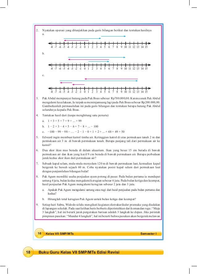 Kunci jawaban matematika kelas 7 kurikulum 2013 edisi revisi 2016