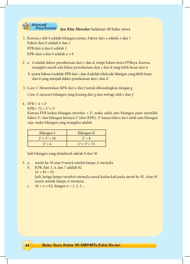 Buku Guru Matematika Kelas Vii Smp Kurikulum 2013