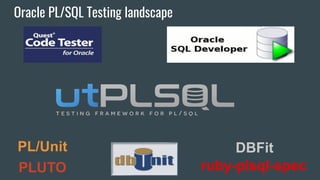 PLUTO
PL/Unit
ruby-plsql-spec
DBFit
Oracle PL/SQL Testing landscape
 