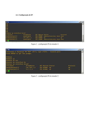 4.1. Configuração de IP
Figura 2 – configuração IP do roteador 4
Figura 3 – configuração IP do roteador 5
 