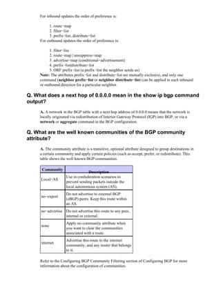 BGP Interview Questions for Network Engineers | PDF