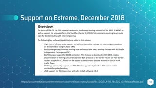 Support on Extreme, December 2018
18
https://documentation.extremenetworks.com/release_notes/slxos/18r.2.00/SLX-OS_18r.2.00_v3_ReleaseNotes.pdf
 