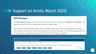 Support on Arista, March 2020
19
 