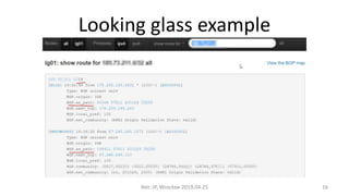 Looking glass example
Net::IP, Wrocław 2019.04.25 16
 