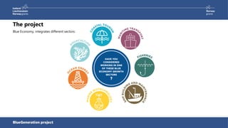 Blue Economy, integrates different sectors:
The project
 