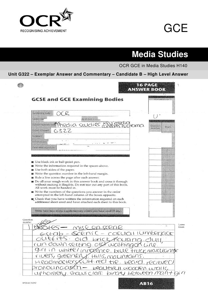 A B Grade Answers OCR Media A B Grade Answers OCR Media