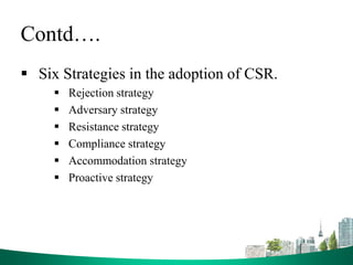 Defensive Csr Approach Corporate social responsibility | PPTX