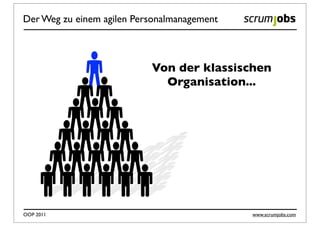 Der Weg zu einem agilen Personalmanagement



                           Von der klassischen
                             Organisation...




OOP 2011                                     www.scrumjobs.com
 