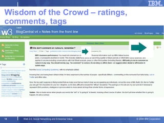 Wisdom of the Crowd – ratings,
comments, tags




                                                       © 2008 IBM Corpor...
