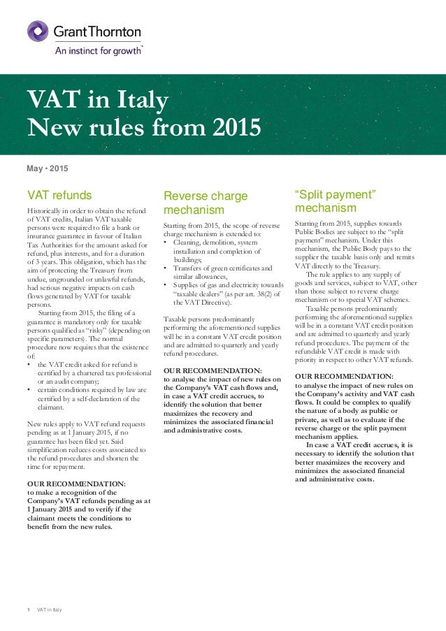 Italy VAT New rules from 2015