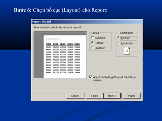 Bước 6: Chọn bố cục (Layout) cho Report:
 