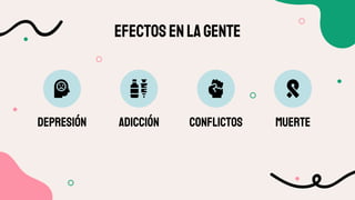 EFECTOSENLAGENTE
DEPRESIÓN MUERTE
CONFLICTOS
ADICCIÓN
 