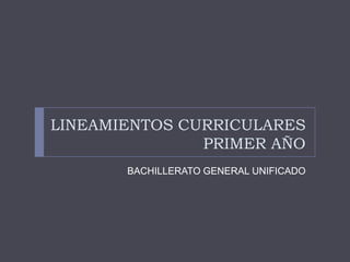 LINEAMIENTOS CURRICULARES
               PRIMER AÑO
       BACHILLERATO GENERAL UNIFICADO
 