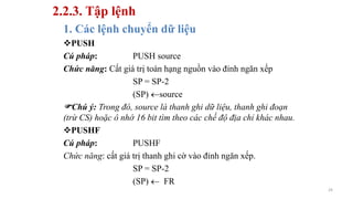 Pushf Bài giảng kĩ thuật vi xử lí học viện kĩ thuật mật mã | PDF