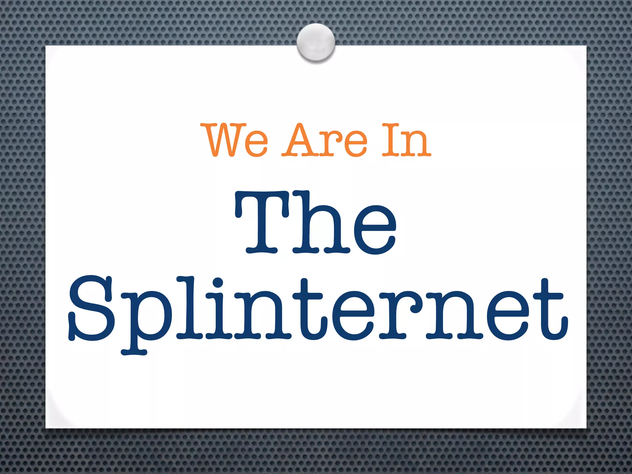 We Are In
    The
Splinternet
 