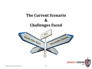 The Current Scenario
                                 &
                          Challenges Faced




                                               ATTACK & DEFENSE
                                                            labs
Black Hat Europe 2010            10
 