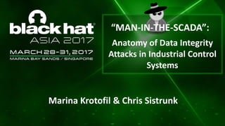 Anatomy of Data Integrity
Attacks in Industrial Control
Systems
Marina Krotofil & Chris Sistrunk
“MAN-IN-THE-SCADA”:
 