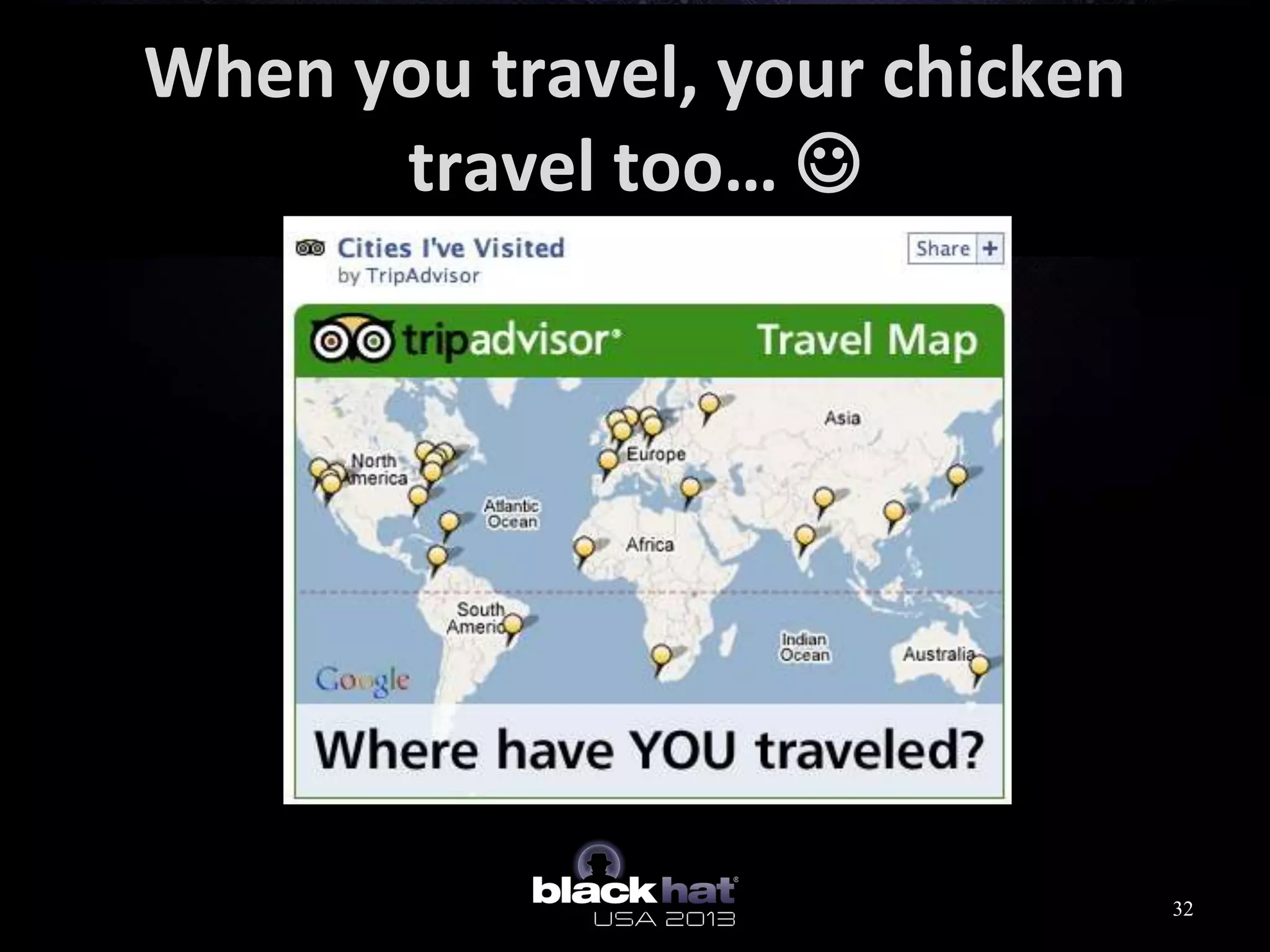 When you travel, your chicken
travel too… 
32
 