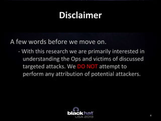 Disclaimer
A few words before we move on.
- With this research we are primarily interested in
understanding the Ops and vi...